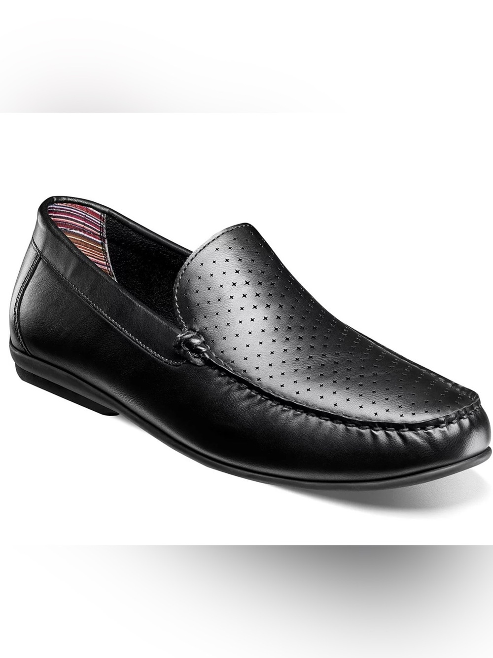 Stacy Adams Black Perforated Slip-On Loafers Size 13